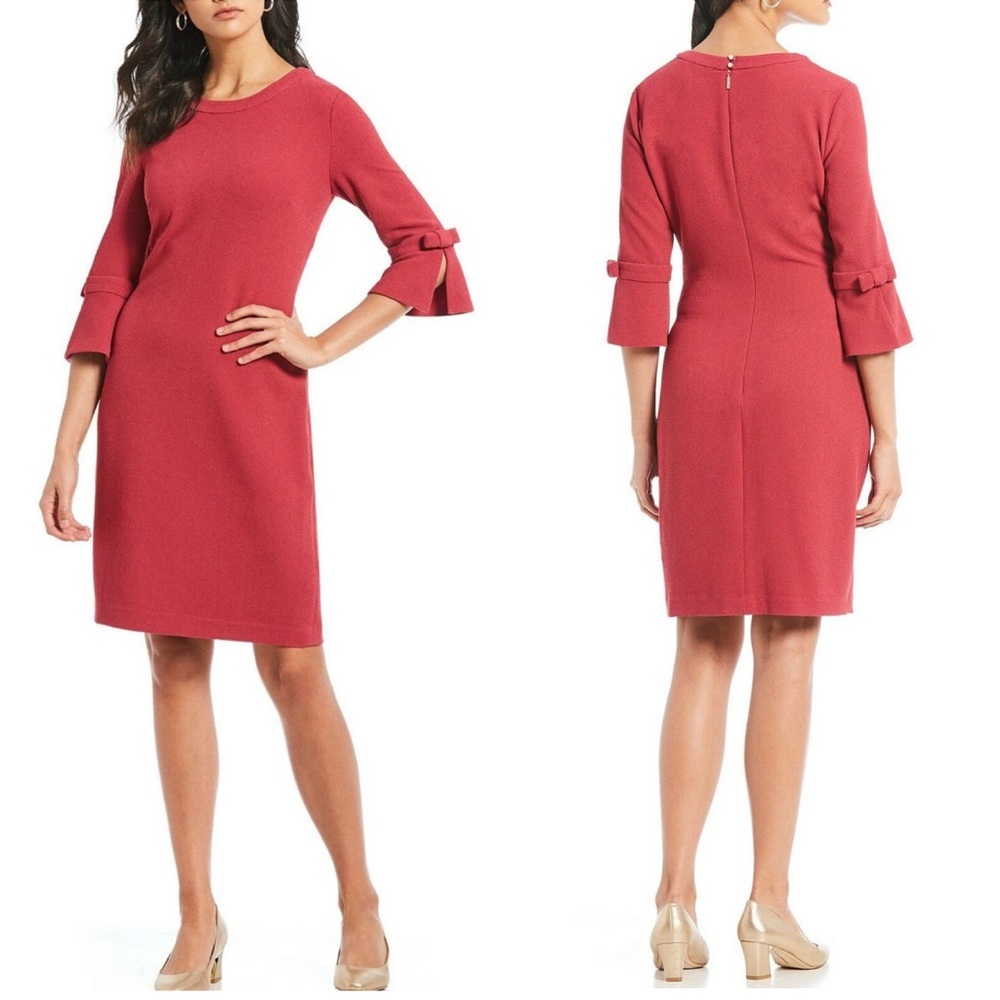 PLUS Karl Lagerfeld NWT Mauve Bow-Trimmed Bell Sleeve Sheath Dressβ Size 14